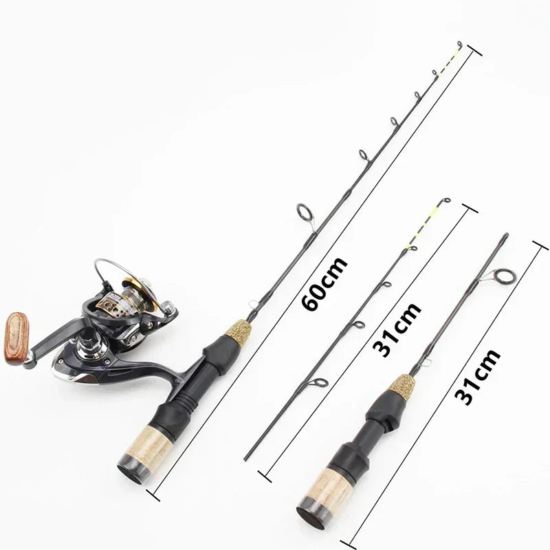 60cm 2 Tips Rod Reel Combos Winter Ice Fishing Rod Fishing Reel set  Pole Tackle Carbon pole Ice fishing rod New
