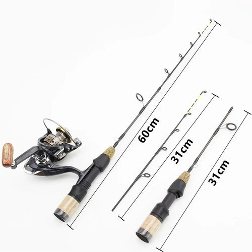 60cm 2 Tips Rod Reel Combos Winter Ice Fishing Rod Fishing Reel set  Pole Tackle Carbon pole Ice fishing rod New