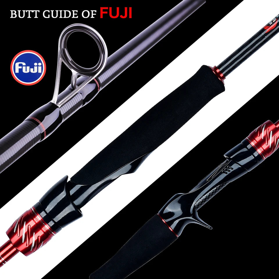 BIUTIFU Carbon Fishing Rod for Travelers - Fuji Lure Spinning Casting Rod 1.8-3.0m 5-42g Ideal for Mini Rock Fishing Baitcasting