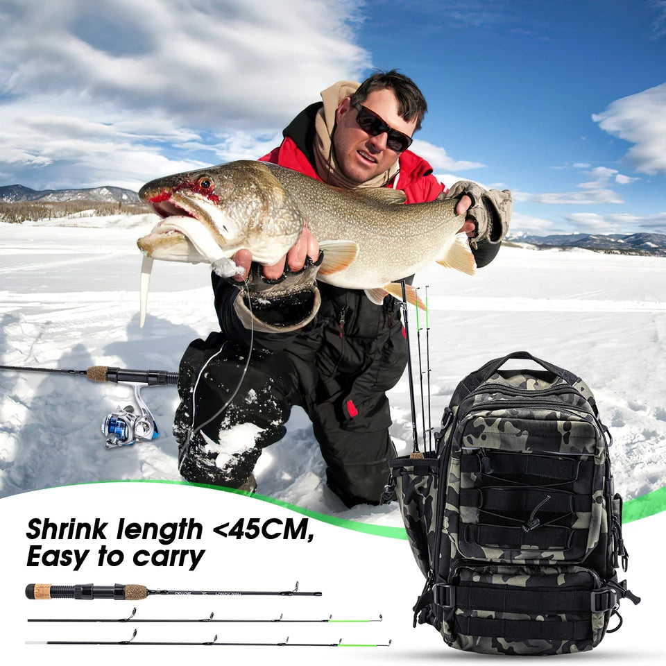 Goture  2 Tips Winter Ice Fishing Rods  32"  Spinning Rod M+MH Cork Handle Ice Pole Ultra-light Carp Fishing