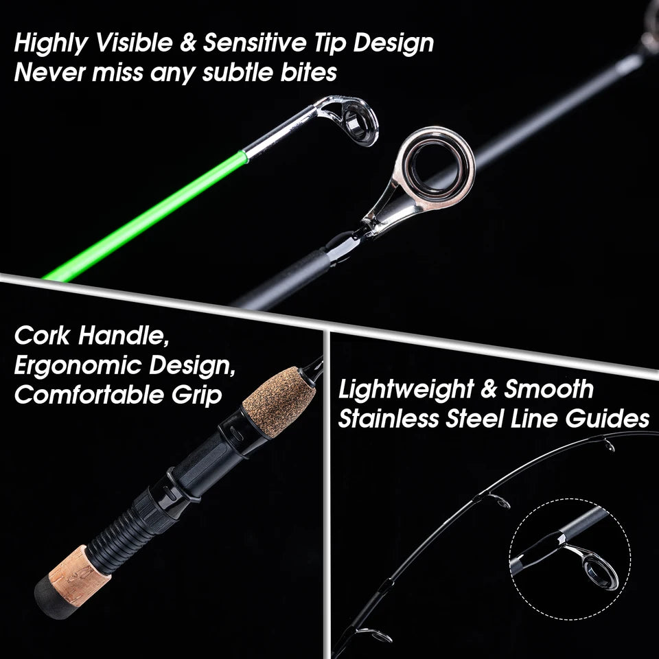 Goture  2 Tips Winter Ice Fishing Rods  32"  Spinning Rod M+MH Cork Handle Ice Pole Ultra-light Carp Fishing