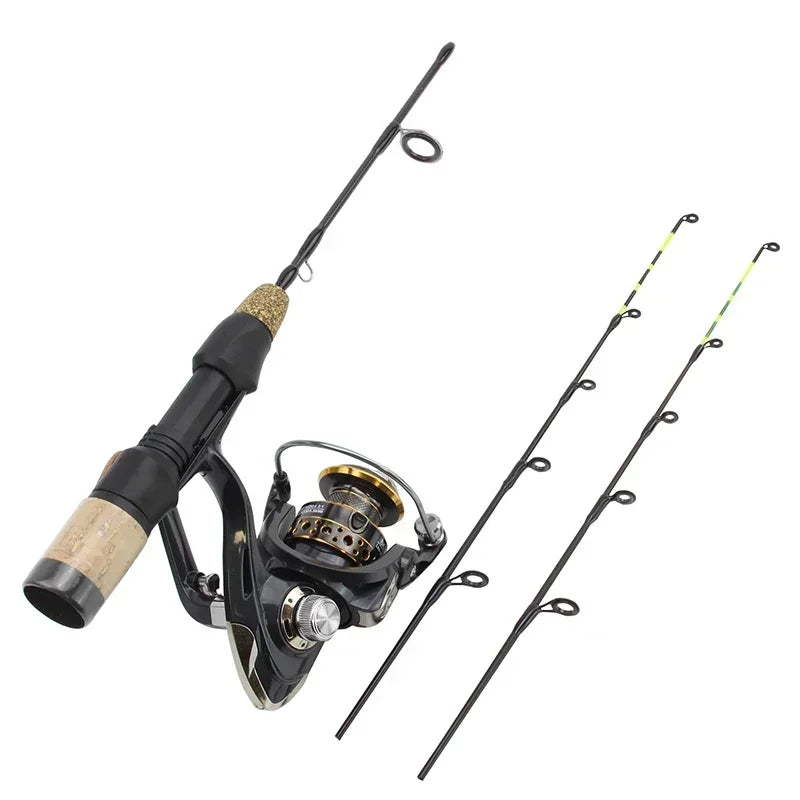 60cm 2 Tips Rod Reel Combos Winter Ice Fishing Rod Fishing Reel set  Pole Tackle Carbon pole Ice fishing rod New