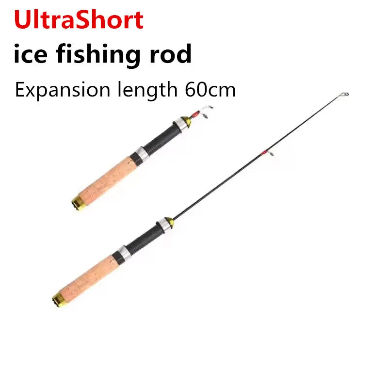 Outdoor mini 60cm long telescopic pole ice fishing rod fishing gear shrimp fishing rod suitable for all scenes