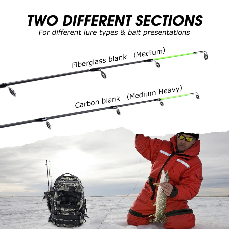 Goture  2 Tips Winter Ice Fishing Rods  32"  Spinning Rod M+MH Cork Handle Ice Pole Ultra-light Carp Fishing