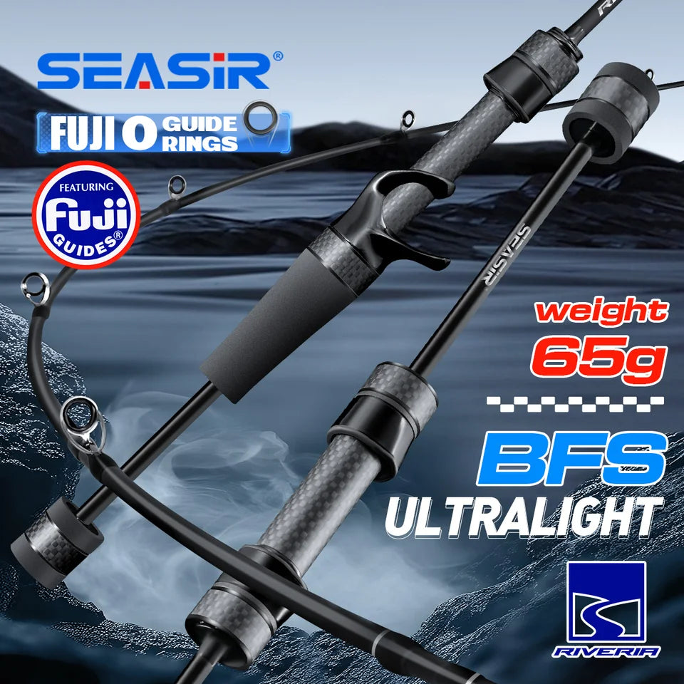 Seasir Riveria BFS Ultralight Spining Baitcasting Fishing Rod ,FUJI O Ceramic Guide Rings ,30T+40T Carbon Fabric ,1.5M-1.98M UL
