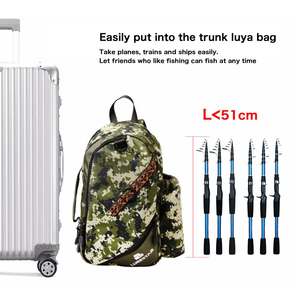 BIUTIFU Telescopic Spinning Casting Mini Fishing Rod 1.8/2.1/2.4m Travel Bastcasting 3-30g Ultralight Carbon Lure Trout Pole