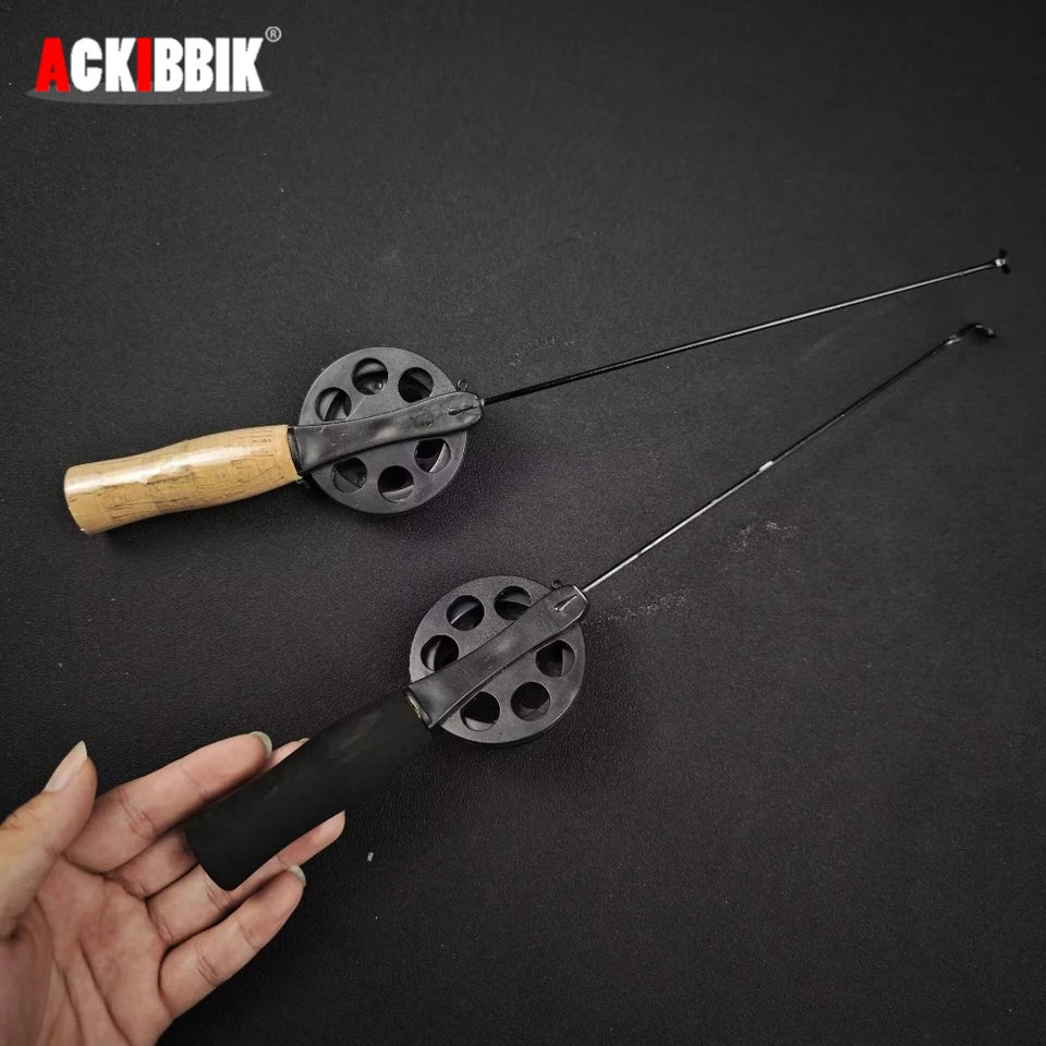 1pc 34cm Mini Fishing Rod Ice Fishing Rod for Winter Fishing with Fishing Wheels Portable Fishing Tackle Fishing Accessories